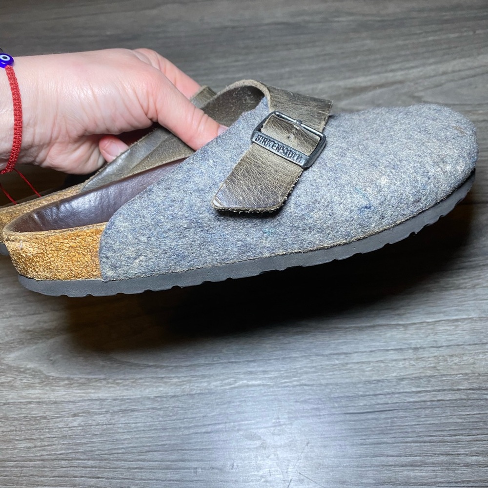 VGUC BIRKENSTOCK Basel 38 Wool Clogs w/ Leather Strap and Buckle - Picture 6 of 16